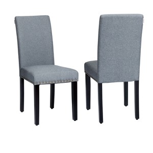 Tangkula 2-Piece Upholstered Linen Fabric Dining Chairs with High Backrest & Padded Seat - 1 of 4