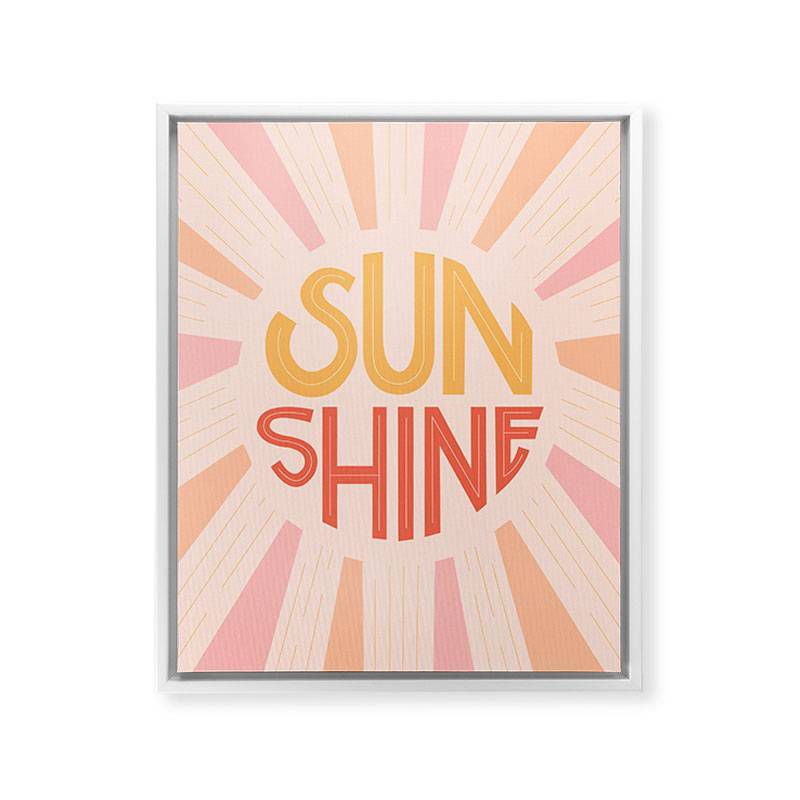 Lyman Creative Co. Sunshine Hand Lettering Framed Wall Canvas White/Pink - Deny Designs, 1 of 5