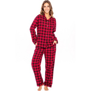 ADR Women's Flannel Pajamas Set, Warm Cotton Women's Flannel Pajama Pants with Pockets & Button Up Flannel Pajama Top - 1 of 4