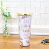 He Will Cover You Under His Wings Find Refuge Feathers Gold Lid 24 oz. Double-Walled Straw Tumbler - 2 of 4