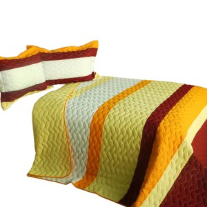 Slickblue Quilt Set Full/Queen with 2 Shams, Pre-Washed Reversible Bedding, Horizontal Stripes, 10 Colors, 3 Piece - 1 of 4