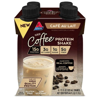 Atkins Ready to Drink Shake - Iced Coffee Cafe Au Lait - 4pk