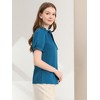INSPIRE CHIC Women's Bow Tie Neck Solid Color Elastic Cuffs Elegant Office Short Sleeve Blouse - 4 of 4