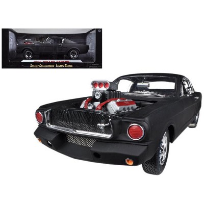 1965 Ford Shelby Mustang GT350R With Racing Engine Matt Black 1/18 Diecast Car Model by Shelby Collectibles