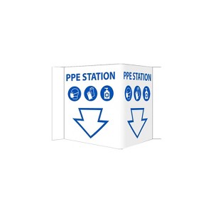 National Marker 3D Wall Sign "PPE Station " 6" x 9" White/Blue (VS56) - 1 of 1