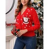 Coolmee Cropped Cardigan Sweaters for Women Cute Xmas V Neck Button Down Open Front Knit Coat Outwear - 4 of 4