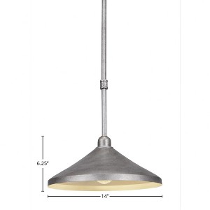 Toltec Lighting Vintage 1 - Light Pendant in  Aged Silver with 14” Aged Silver Cone Metal Shade Shade - 1 of 1