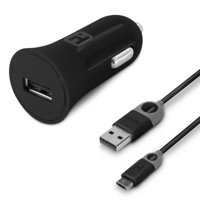 iHome Portable USB Car Charger with 5FT Micro USB Cable, Single Port, Reinforced Cable Neck