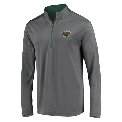 NHL Minnesota Wild Men's Defender Embossed 1/4 Zip Sweatshirt - Gray S