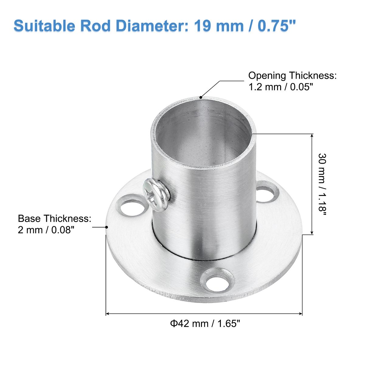 Unique Bargains Flange Closet End Supports Diameter Rod Bracket 4 Pcs - thumbnail 6