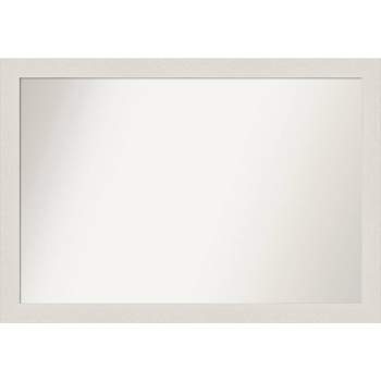 40" x 28" Non-Beveled Rustic Plank White Narrow Bathroom Wall Mirror - Amanti Art