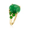 Ross-Simons Jade and 0.70 ct. t.w. Chrome Diopside Ring With White Zircon Accents in 18kt Yellow Gold Over Sterling Silver - 3 of 4