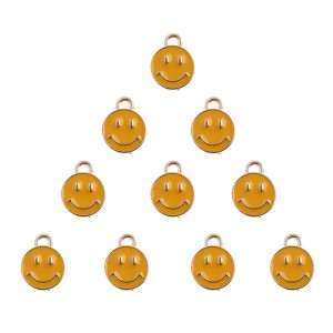 John Bead Sweet & Petite Small Simple Cute Charms Craft Embellishments Happy Face 10x13mm Yellow 10 Pieces - 1 of 4