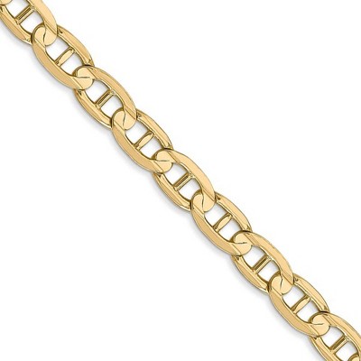 Black Bow Jewelry 5.25mm, 14k Yellow Gold, Concave Anchor Chain Necklace