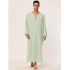 Lars Amadeus Men's Cotton V-Neck Side Split Long Night Gown with Pocket - 2 of 4
