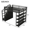 Bellemave Full Size Metal Loft Bed with Storage Shelves, Cabinets and Wardrobe, Black - 2 of 4