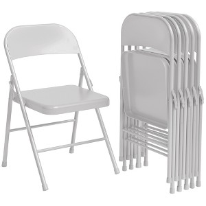 All-Steel Folding Chairs with Backrest, Heavy Duty Metal Foldable Dining Chair Set, Hold Up to 350 LBS, Portable Chair for Indoor & Outdoor Events - 1 of 4
