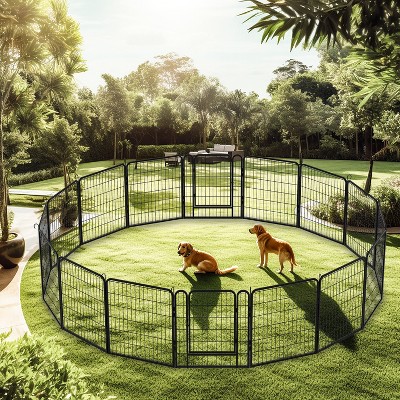 31.7"H Dog Fence Pet Exercise Pen for Outdoor 16 Panels Black
