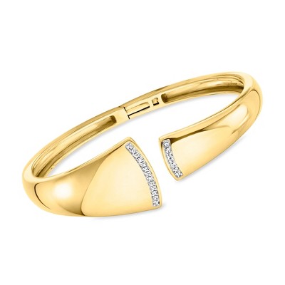 Ross-Simons 0.15 ct. t.w. Diamond Asymmetrical Cuff Bracelet in 18kt Gold Over Sterling