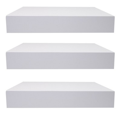 Modern Matte White Square Floating Shelves, 3-Piece Set