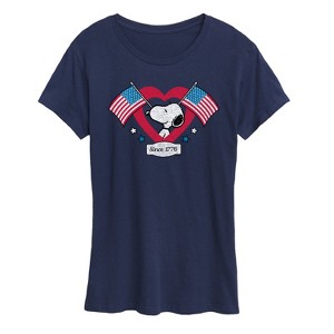 Women's - Peanuts - Snoopy Since 1776 Flag Heart Short Sleeve Graphic T-Shirt - 1 of 4