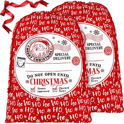 Red Large Christmas Gift Bags Drawstring Gift Bag 2 Pack Larg