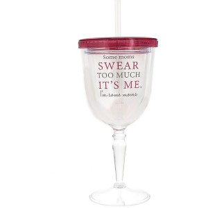 Pavilion Gift Company - Swear Too Much - 13 oz Acrylic Wine Tumbler - Drinkware - 1 of 4
