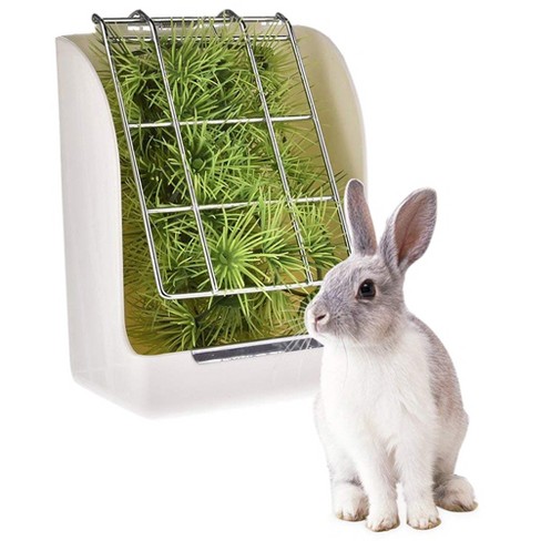 Grass Feeder Fixed Food Container Bowl Spring Straw Frame Grass Basket for Pet Guinea Pig Rabbit Cage Feeding Accessories White - image 1 of 4