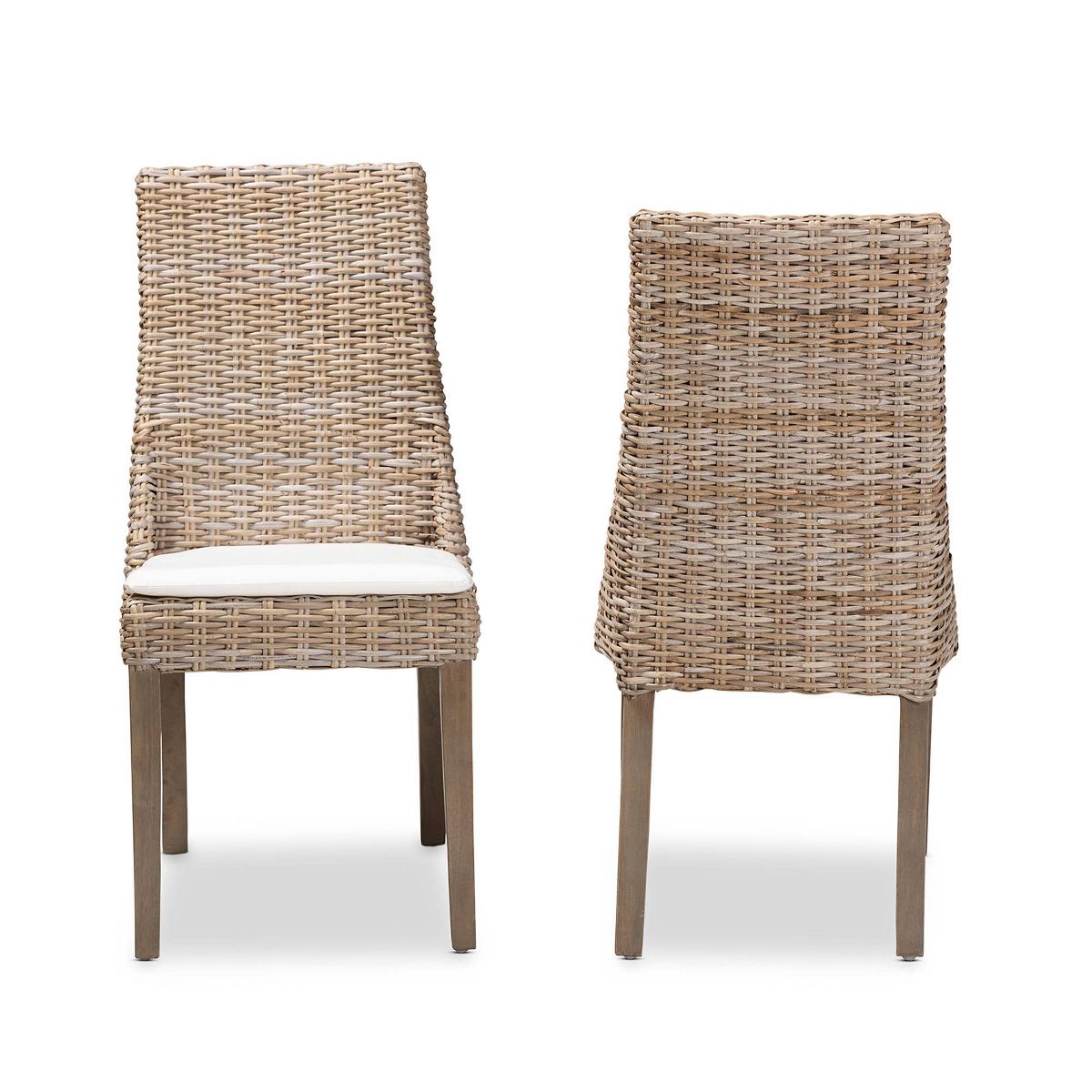 2pc Toby Rattan Dining Chair Set Brown - bali & pari: Comfort Cushion, Sturdy Backrest, Indonesian Craftsmanship - thumbnail 3