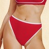 Women's Textured Contrast Trim Cheeky High-Waist Bikini Bottoms - Cupshe - 3 of 4