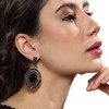 SOHI Women's Carbon Black Embellished Lined Oval Drop Earrings - 4 of 4