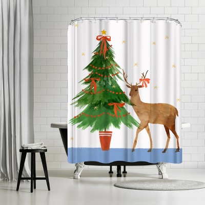 Cheerful Deer by PI Creative Holiday Collection Shower Curtain - Americanflat
