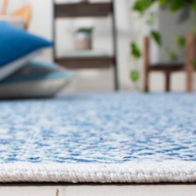 Handmade Blue Cotton and Synthetic Tufted Reversible Rug, 9' x 12'