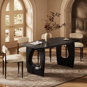 Modern Dining Table Set for 4, 68'' Rectangle Dining Table with 4 Chairs, ith Pedestal Base, Dinner Table for Dining Room, Kitchen-Morden Fort - 1 of 4