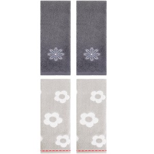 REGALWOVEN 4 Pcs Cute Floral Pattern Cotton Bathroom Soft Absorbent Hand Towel - 1 of 4