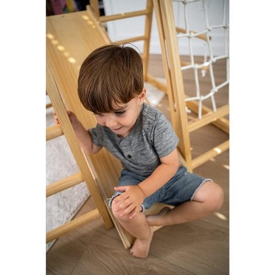 Medium Natural Wood Indoor Playset with Slide and Swing