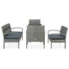 vidaXL 5 Piece Patio Lounge Set with Cushions Poly Rattan Gray - 2 of 4