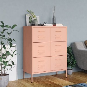 VidaXL Drawer Cabinet Pink 31.5"x13.8"x40" Steel - 1 of 4