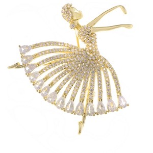 Anna-Kaci Rhinestone Ballet Dancer Brooch Fashion Crystal Silver Tone Brooch Pin - 1 of 4