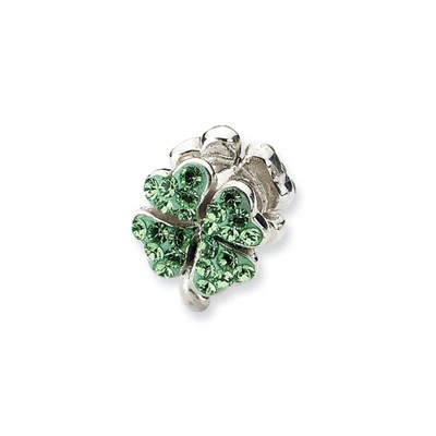 Black Bow Jewelry Sterling Silver Light Green Crystal Clover Bead Charm