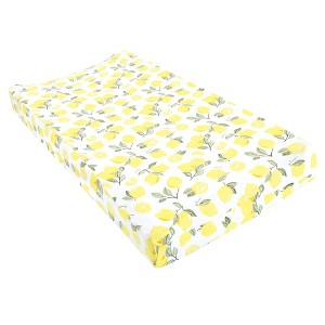 Hudson Baby Infant Girl Changing Pad Cover, Lemon, One Size - 1 of 2
