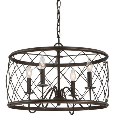 Palladian Bronze 21" Circular Diamond Cage Pendant Light
