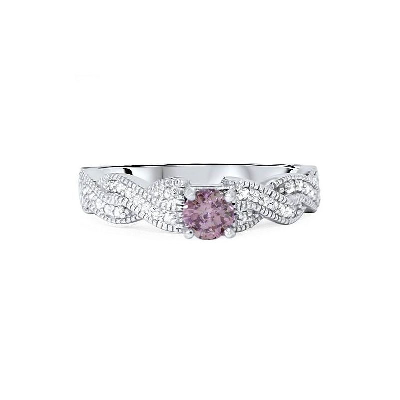 Pompeii3 3/8ct Pink Diamond Infinity Vintage Engagement Ring 14K White Gold, 3 of 5