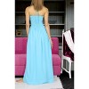 LA LEELA Women's House Daily Routine Evening Wear Solid Smocked Top Maxi Slit Dress Casual Strapless Tube Dresses for Women - 3 of 3