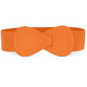 INSPIRE CHIC Women's Interlock 8-shaped Faux Leather Buckle Elastic Belt 1 Pc - 1 of 4