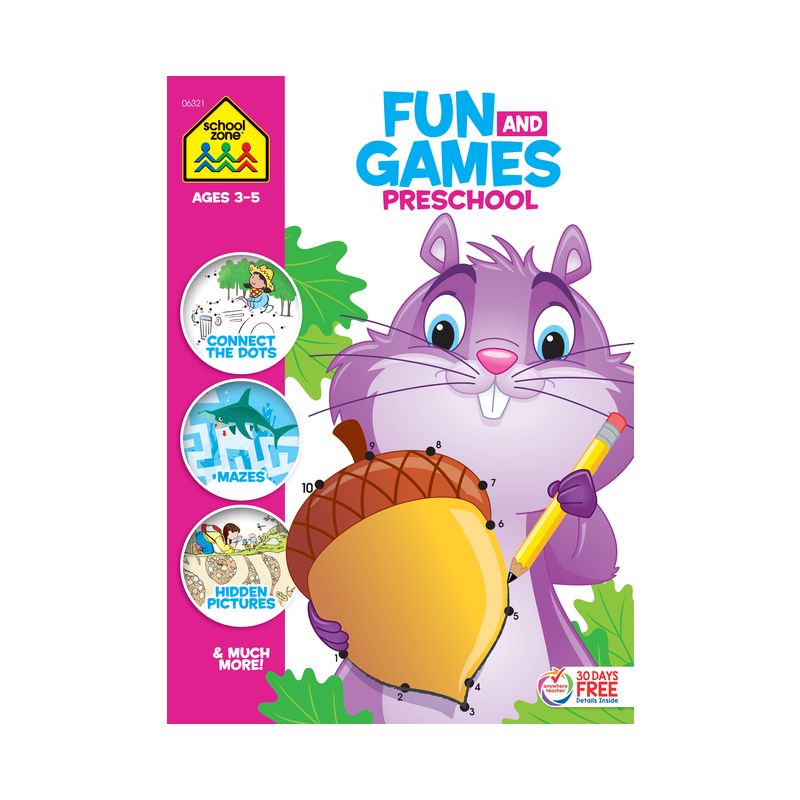 School Zone Fun and Games Preschool Activity Workbook - (Paperback), 1 of 2