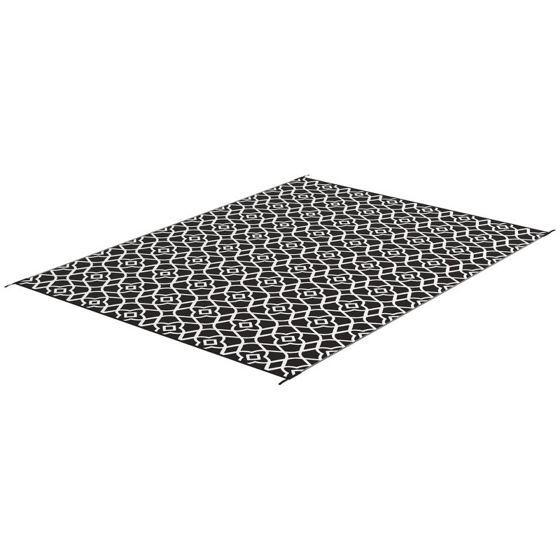 Outsunny RV Mat, Outdoor Patio Rug / Large Camping Carpet with Carrying Bag, 9' x 12', Waterproof Plastic Straw, Reversible, Black & White Clover, 4 of 7