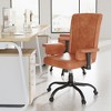 VECELO Ergonomic Leather Office Chair, Adjustable Swivel Desk Chair with Armrests & Lumbar Support, Black/Brown - 4 of 4