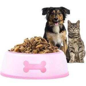 Noa Store Non-Slip Feeding Station Plastic Dog Bowls-Pink - 1 of 4