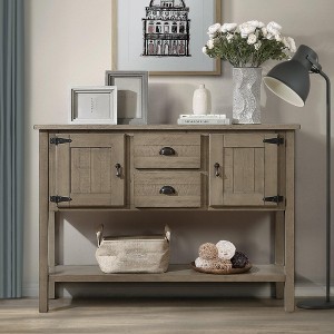 Farmhouse Console Table, 48'' Wood Sofa Table Entry Table with 2 Drawers, Cabinets and Open Shelves, for Entryway Living Room Bedroom - 1 of 4